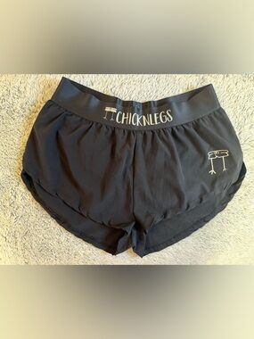 Chicknlegs Women's Black Athletic Shorts with Logo Waistband